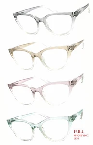 New Cat Eye Translucent Colorful Frame Full Lens (Not Bifocal) Reading Glasses - Picture 1 of 16