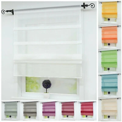 Raffrollo Voile Raffgardine Gardine Küche Bändchenrollo Stangendurchzug Modern - Bild 1 von 4