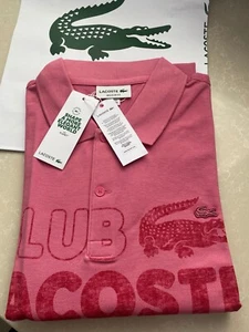 New : LACOSTE Men's Pink Polo T-Shirt, Lacoste Size 6, UK XL Chest 46" New - Picture 1 of 14