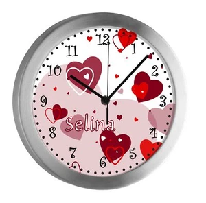 Kinderuhr mit Namen Kinder Funkuhr leise Wanduhr Kinderzimmer Uhr Herz - Bild 1 von 6