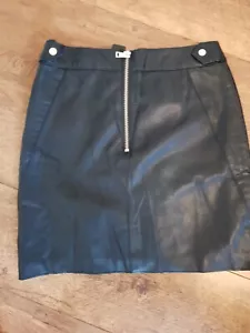 River Island Skirt Size Uk 6 ETIENNE Black Pleather Faux Leather Mini *NEW* - Picture 1 of 8