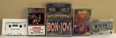 6 Hard Rock (Rolling Stones, Bon Jovi, Pink Floyd, & MORE) Cassette Tapes BUNDLE - Image 1 of 3