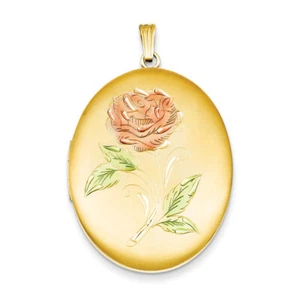 1/20 Gold Filled 34mm Enameled Flower Oval Locket QLS120 - Picture 1 of 2