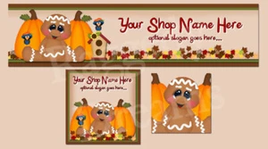Diseño de pancarta publicitaria de tienda ebay y logotipo a juego - parche de calabaza pan de jengibre - Imagen 1 de 1