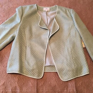NEW Long Sleeve Light Turquoise Tweed/Textured Open Front Blazer-Jacket Size M - Picture 1 of 9