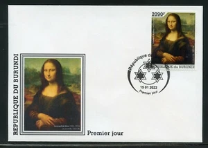 BURUNDI 2022 LEONARDO da VINCI MONA LISA STAMP FIRST DAY COVER - Picture 1 of 1