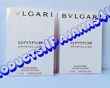 LOT of 2~ Bvlgari OMNIA CRYSTALLINE Eau de Toilette .05oz/1.5ml CARDED SAMPLES