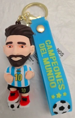 Lionel Messi Soccer 3" Silicone Figure Argentina National Team Keychain - Image 1 of 2