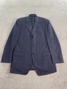 Canali Anzug Sakko 44 L Blau Wolle Glen Plaid Overcheck Luxus Premium Italy - Bild 1 von 15