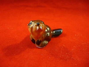 BIBER-Süßer handbemalter Porzellan Miniatur Biber, Käferhaus, Japan, 1 x 1,5" - Bild 1 von 6