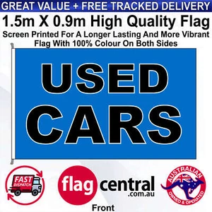USE D CARS Black on Blue 1.5m x 0.9m Flag *Eye Catching *Tracked Delivery - Bild 1 von 3