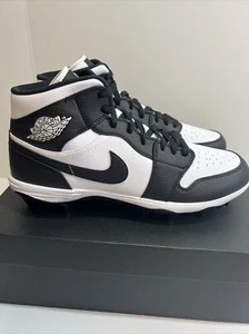 Nike Air Jordan 1 Mid TD Football Cleats FJ6805-100 Mens Sz 12 Panda White Black - Picture 1 of 7