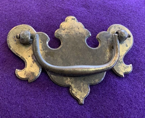 Brass Chippendale Colonial Vintage Antique Hardware Drawer Pull 3"centers Cover