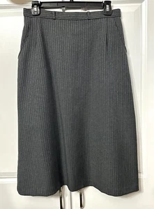 Vintage Levi Rock Nadelstreifen Damen grau gerade A-Linie Polyester 1980 NEU Größe 8 - Bild 1 von 3