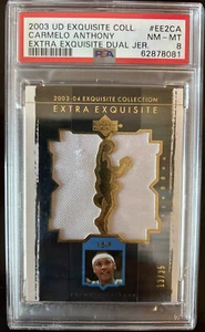 Camiseta/parche extra exquisita cubierta superior Carmelo Anthony 2003-04 DORADO 13/25 PSA - Imagen 1 de 2
