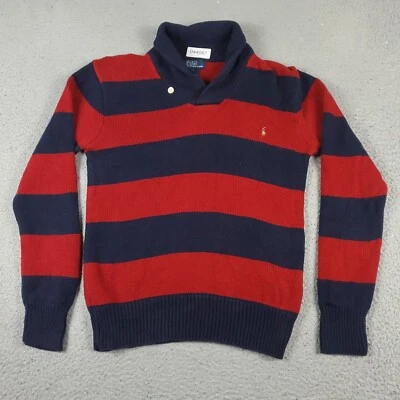Ralph Lauren Sweater Boys Large Blue Red Pony 1/4 Zip Pullover Sweatshirt Kids - Image 1 of 4