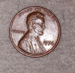 1974 PENNY CENT- NO MM, TEARDROP, CUD REVERSE, LAMINATION, SMALL DATE, FGGG - Picture 1 of 2
