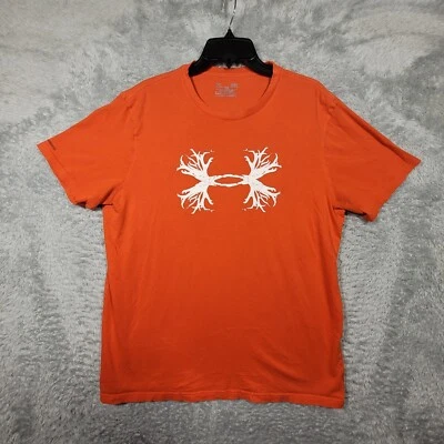 Camisa Under Armour Para Hombres Grande Naranja Cuerno Logo HeatGear Suelta Cargada -Mancha Foto 1 de 4