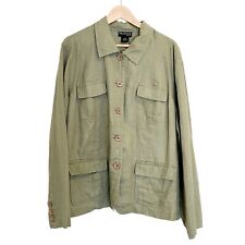 STYLE & CO Womans Jacket 20W Olive Green 100% Linen Pockets Shacket