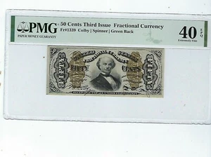 Fr. 1339 Third Issue 50c Fractional Currency PMG 40 EPQ - Picture 1 of 2