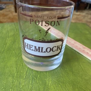 Vintage Cera NAME YOUR POISON Barware GLASS Low Ball Neiman Marcus HEMLOCK - Picture 1 of 8