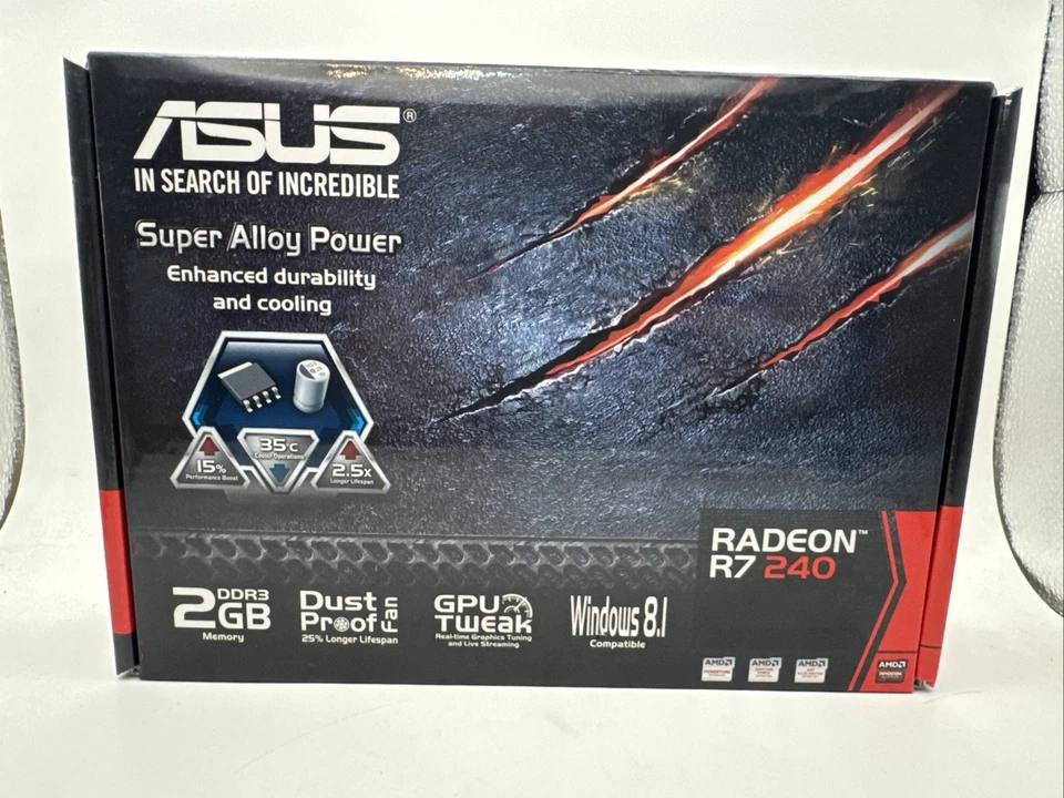 ASUS P/N 90YV04T0-M0NA00 RADEON R7 240 Windows 8.1 Graphics Card OPEN BOX - Image 1 of 4