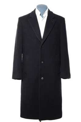 40R Michael Kors Jet Black Soft Wool-Blend Single-Breasted Overcoat Top Coat M - Image 1 of 4