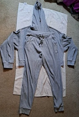 Alo Yoga Muse Hoodie Sweatpants Set 2 Piece Women’s Large Gray Ribbed Cropped - Image 1 of 4