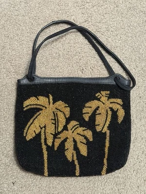 Bolso de mano Tommy Bahama con cuentas negro dorado palmeras  Foto 1 de 4