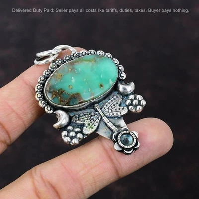 Рождественская распродажа хризопраз камень стрекоза подвеска ювелирные изделия серебро 925 пробы - Изображение 1 из 4