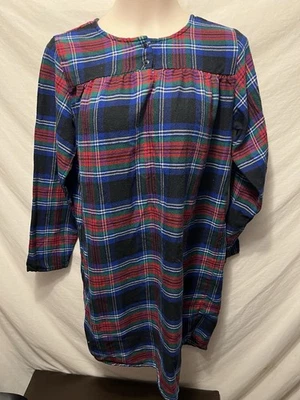Lands' End Button Front Flannel Nightgown Womens XL 16W-18W Holiday Cozy Winter - Image 1 of 4