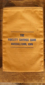 1930's The Fidelity Savings Bank Marshalltown Iowa Canvas Bank Bag - Picture 1 of 1