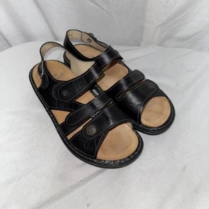 Finn bequeme schwarze Leder-Sandalen US-Größe 7,5 EU 37 Fersenriemen gebraucht, in einwandfreiem Zustand - Bild 1 von 12