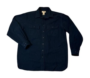 L.L. Bean mens LT large-tall navy blue solid chamois cloth flannel shirt EUC - Picture 1 of 4