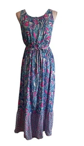 Lilly Pulitzer for Target My Fans Maxi Dress Girl Size XL (14-16) Blue Pink EUC - Picture 1 of 7