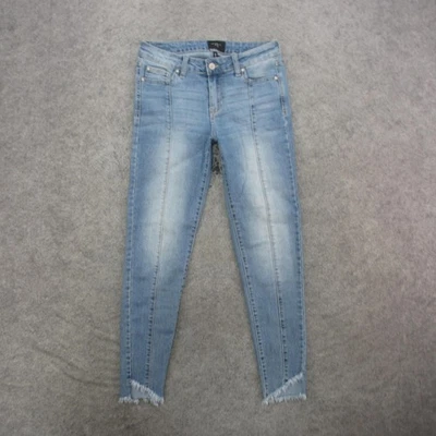 Pantalones de mezclilla Celebrity rosa para mujer 5/27 azul tiro medio tobillo ajustados dobladillo crudo elástico Foto 1 de 4