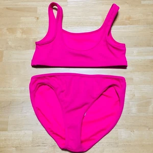 Abercrombie Kids 2 Piece Bikini Girls 13/14 Red Stretch Beach Pool Summer - Picture 1 of 6