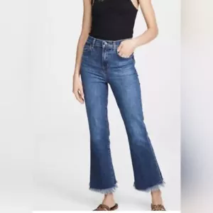 Jeans de tiro alto marca J Julia 31= talla 10 denim para mujer azul romance dobladillo crudo acampanado - Imagen 1 de 13