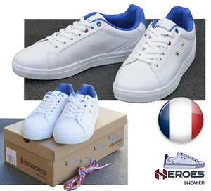 Belles Sneakers À Lacets Blanches Et Bleues France Tennis Taille 38 - Picture 1 of 7