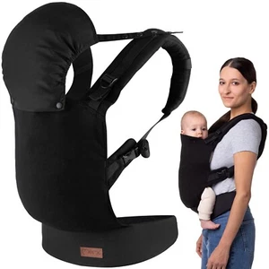 MoMi COLLET Babytrage ergonomisch 2in1 – ab 3 Monaten bis 15 kg – Schwarz - Zdjęcie 1 z 9
