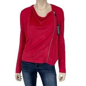 Blank NYC Jacket Womens Small Red Faux Suede Long Sleeve Moto NWT - Picture 1 of 11