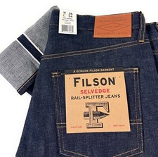Filson Rail Splitter Selvedge Straight Leg Jeans Mens 36x34 Raw Indigo USA Made