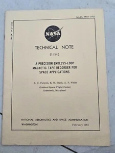 Genuine NASA Apollo Program Era Technical Report - Tape Recorder For Space - Picture 1 of 6