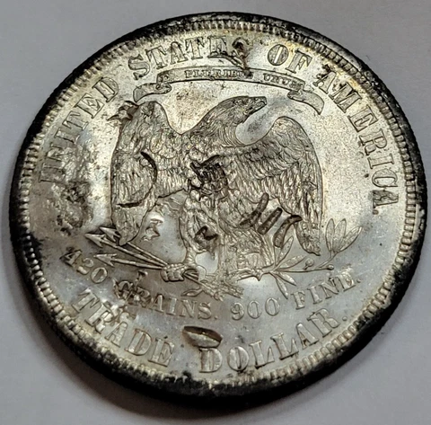 1877 S $1 Trade Silver Dollar UNC/AU Chopmarked STRONG LUSTER Nice Type *C988 Cover