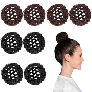 8 Stück Haarnetz Dutt, Unsichtbare Strickhaarnetze Haarnetz Bun mit elastischem - Bild 1 von 7