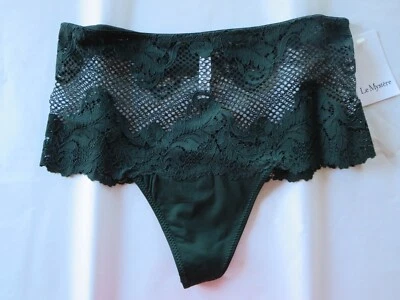 LE MYSTERE ENCAJE ALLURE CINTURA ALTA TANGA PANTY #7946, BOSQUE PROFUNDO, PEQUEÑO, NUEVO CON ETIQUETAS $22 Foto 1 de 4