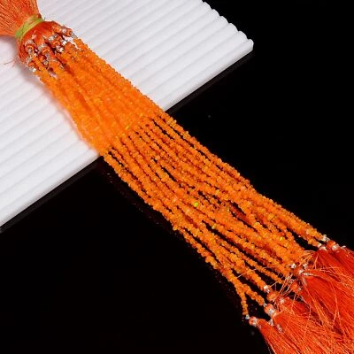 Orange Ethiopian Opal Gemstone Tumbled Smooth Beads 3X2 6X3 mm Strand 8" EB-952 - Image 1 of 4