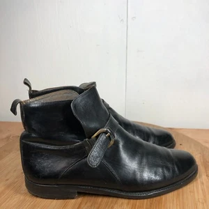 Johnston Murphy Boots Mens 8 M Domani Vintage Monk Strap Chukka Black Leather - Picture 1 of 18
