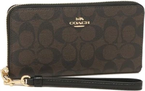[Coach] Outlet Long Zip Around Wallet Signature Canvas C4452 IMAA8 Brown/Black - Bild 1 von 7