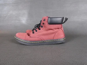 Dr. Martens 7 Maelly High Top Canvas Boots Burgundy Lace Up Vegan Docs Womens - Picture 1 of 9